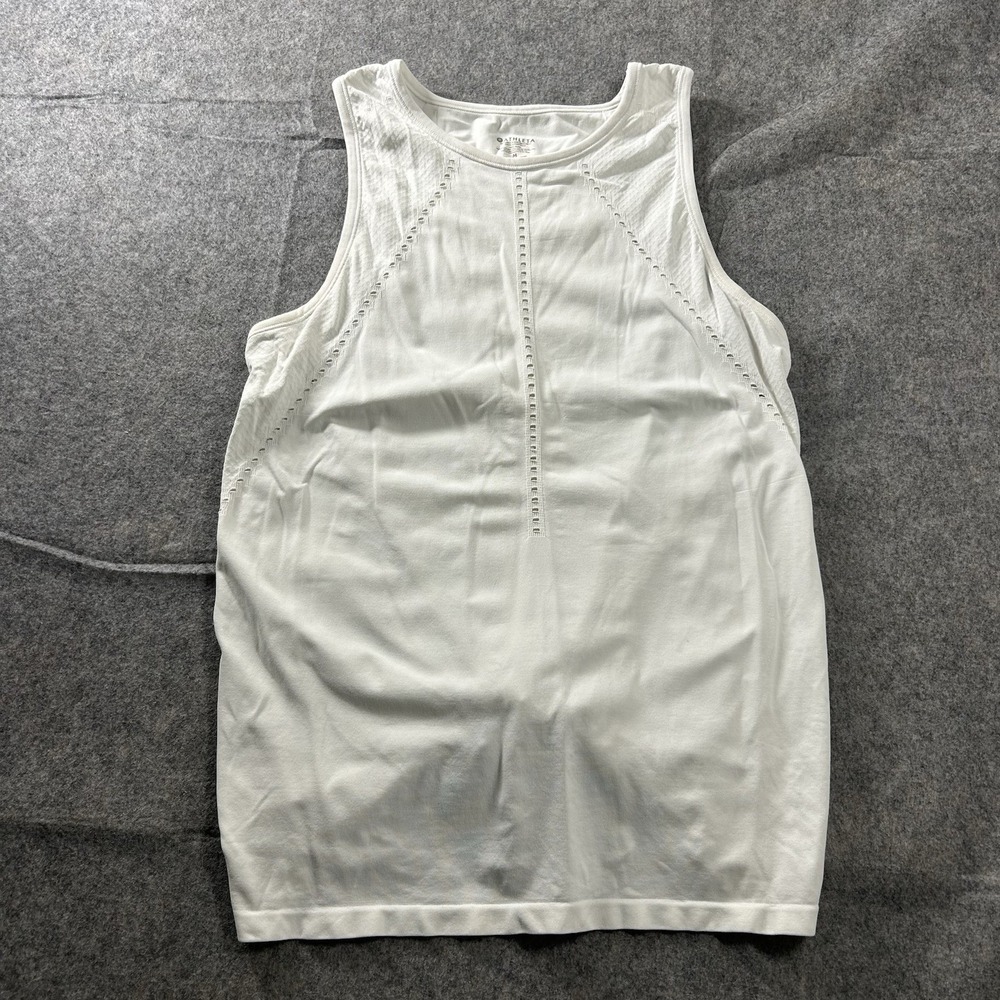 Athleta Foothills Tank Top Women's Medium White Split Back Laser Cut Workout